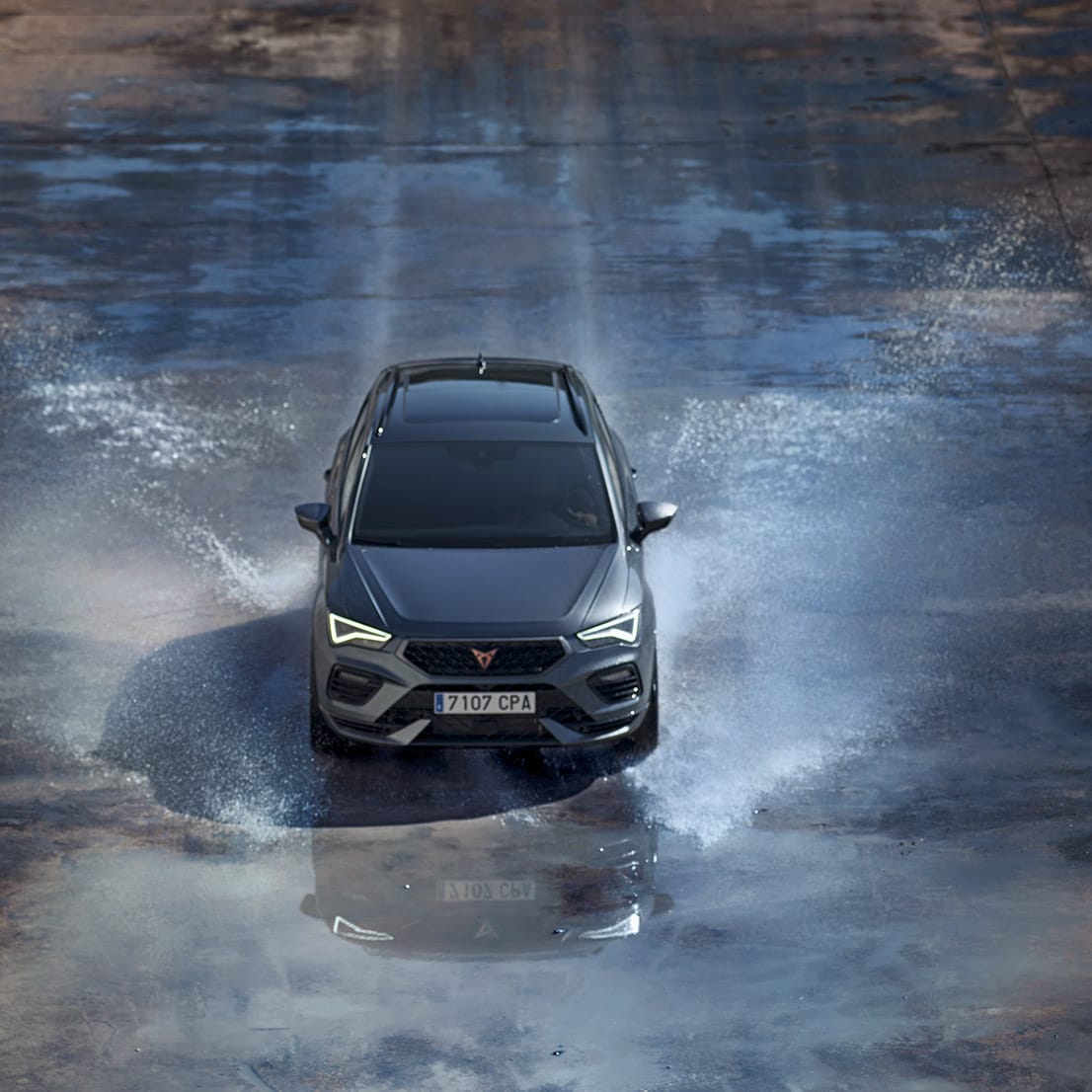 New CUPRA Ateca. Interior view steering wheel of the sporty SUV.