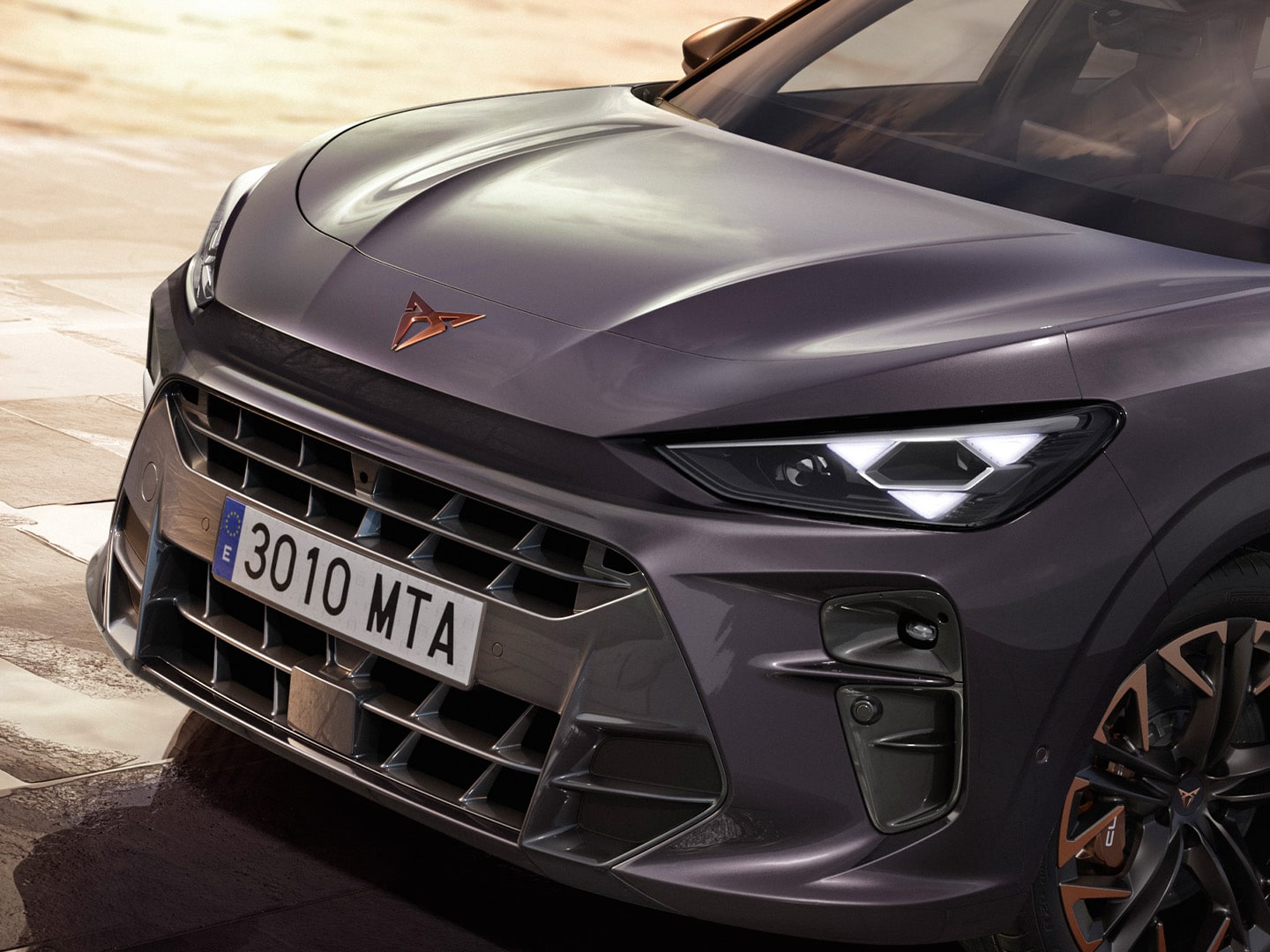 CUPRA Terramar featuring cupra Matrix LED ultra headlights and new gen triangular headlights.